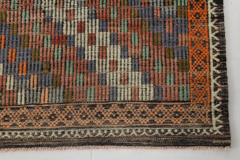 Kilim 173x328 cm, zielony, beżowy, wełna, Turcja, lata 60. - 221443