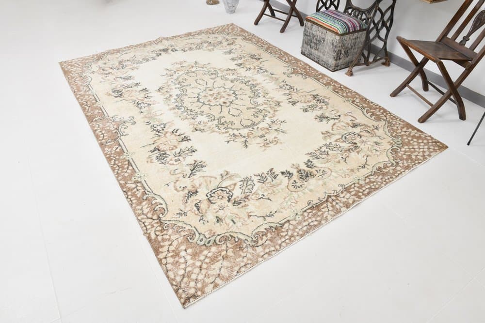 Dywan 195x273 cm, beżowy, wełna, lata 60. - 221406