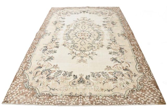 Dywan 195x273 cm, beżowy, wełna, lata 60. - WYMIARY