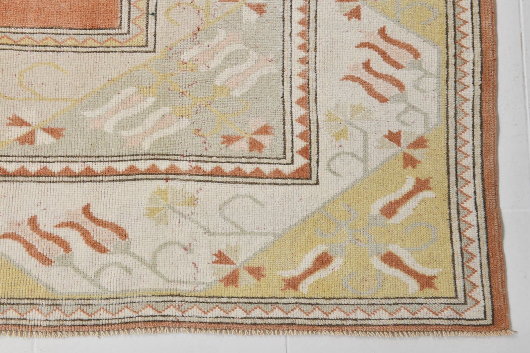 Dywan 205x276 cm, beżowy, pomarańczowy, wełna, lata 60. - 221363