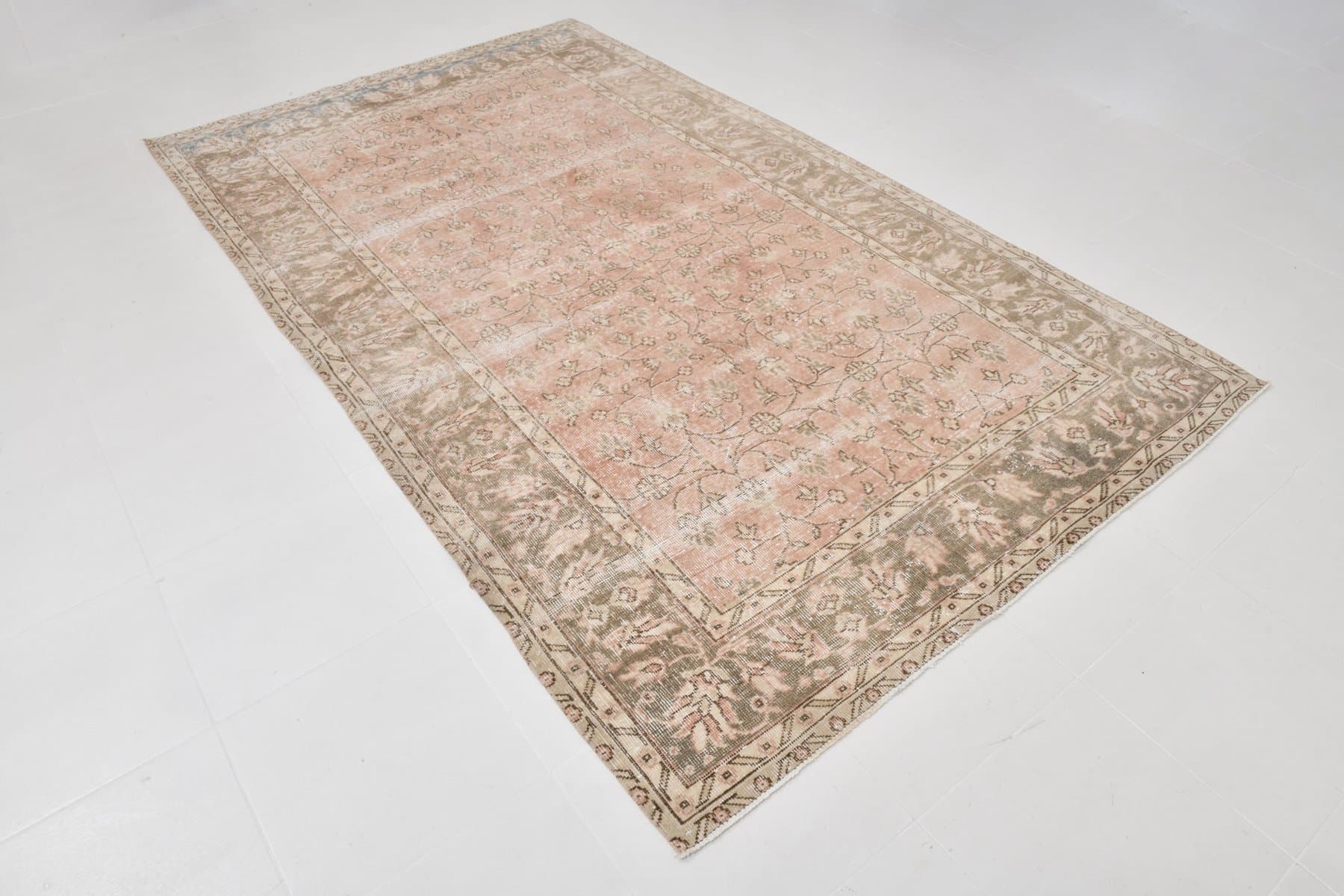 Dywan 173x293 cm, różowy, wełna, lata 60. - 221333