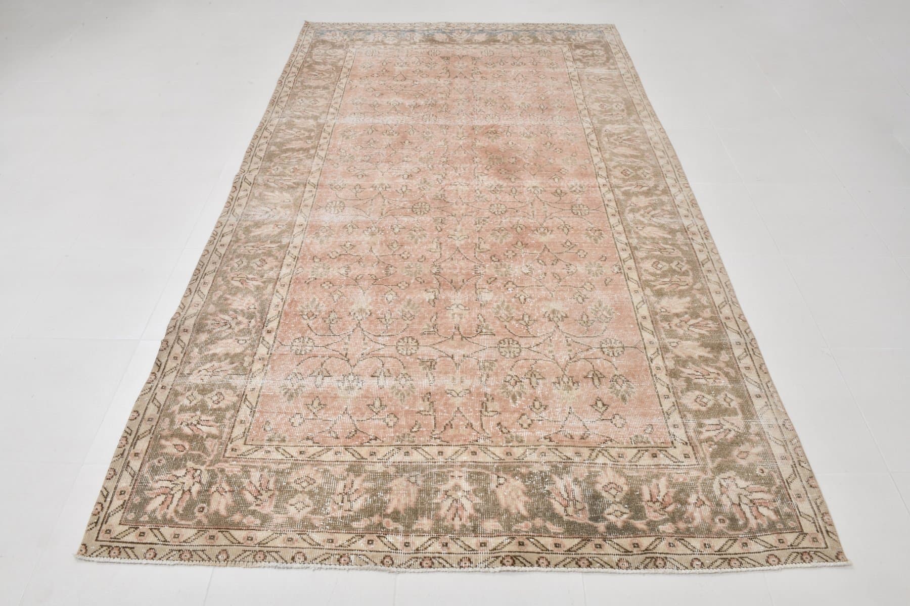 Dywan 173x293 cm, różowy, wełna, lata 60. - 221331