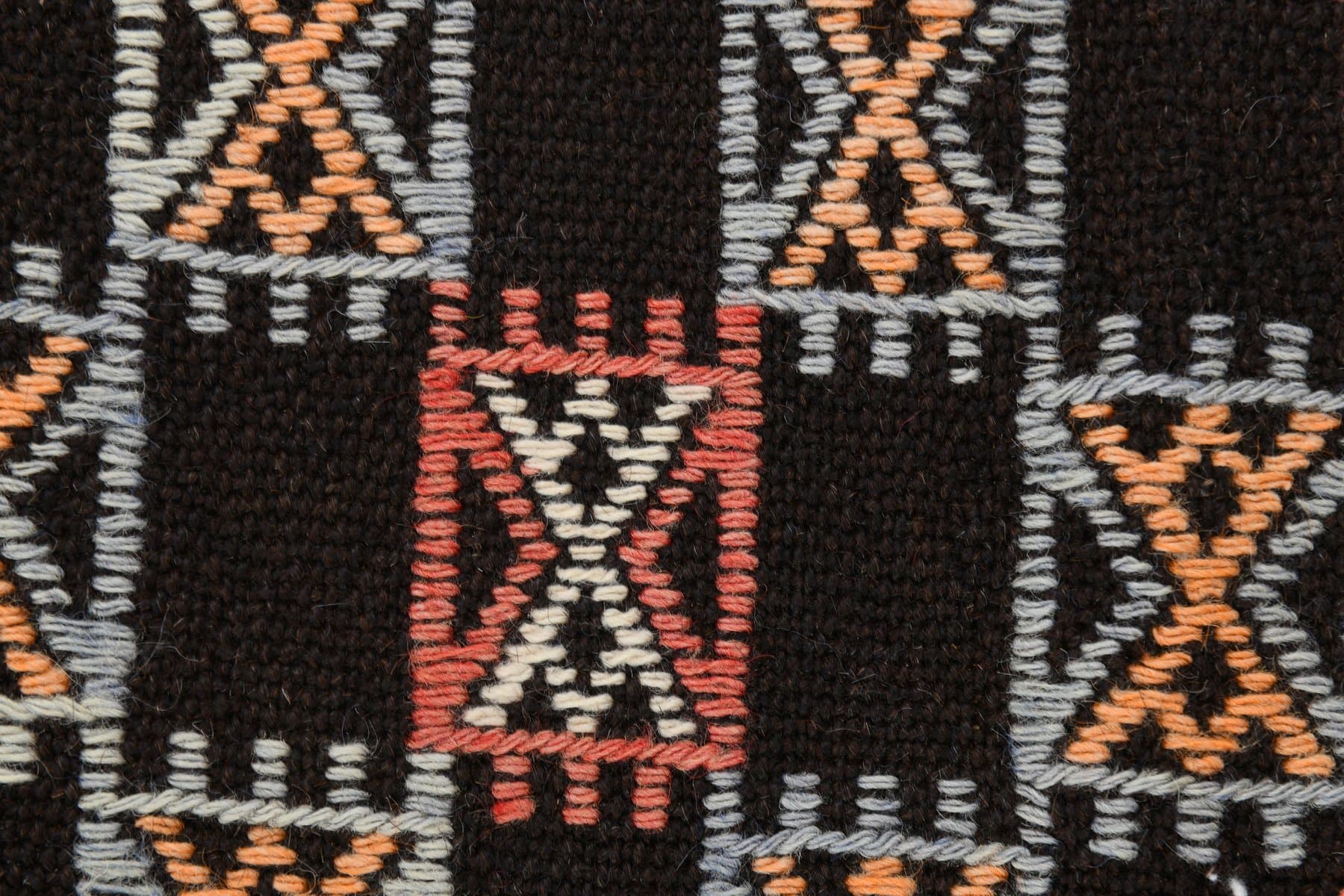 Kilim 148x262 cm, różowy, zielony, wełna, lata 60. - 221300