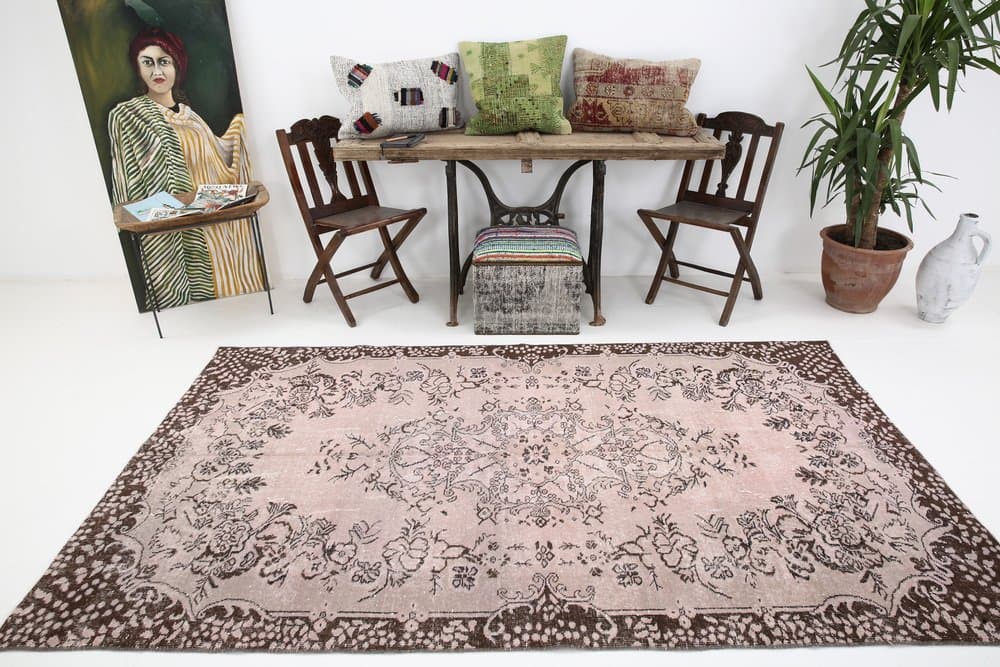 Dywan 267x199 cm, różowy, wełna, Turcja, lata 60. - 221241