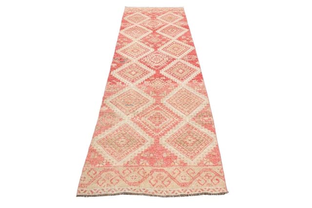 Chodnik 306x91 cm, czerwony, wełna, Turcja, lata 60. - WYMIARY