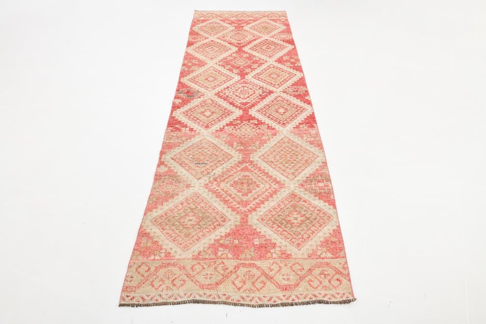 Chodnik 306x91 cm, czerwony, wełna, Turcja, lata 60. - 221227