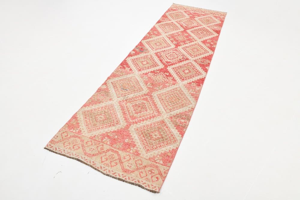 Chodnik 306x91 cm, czerwony, wełna, Turcja, lata 60. - 221224