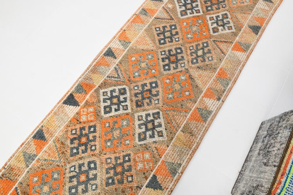 Chodnik 84x381 cm, pomarańczowy, wełna, Turcja, lata 70. - 221217