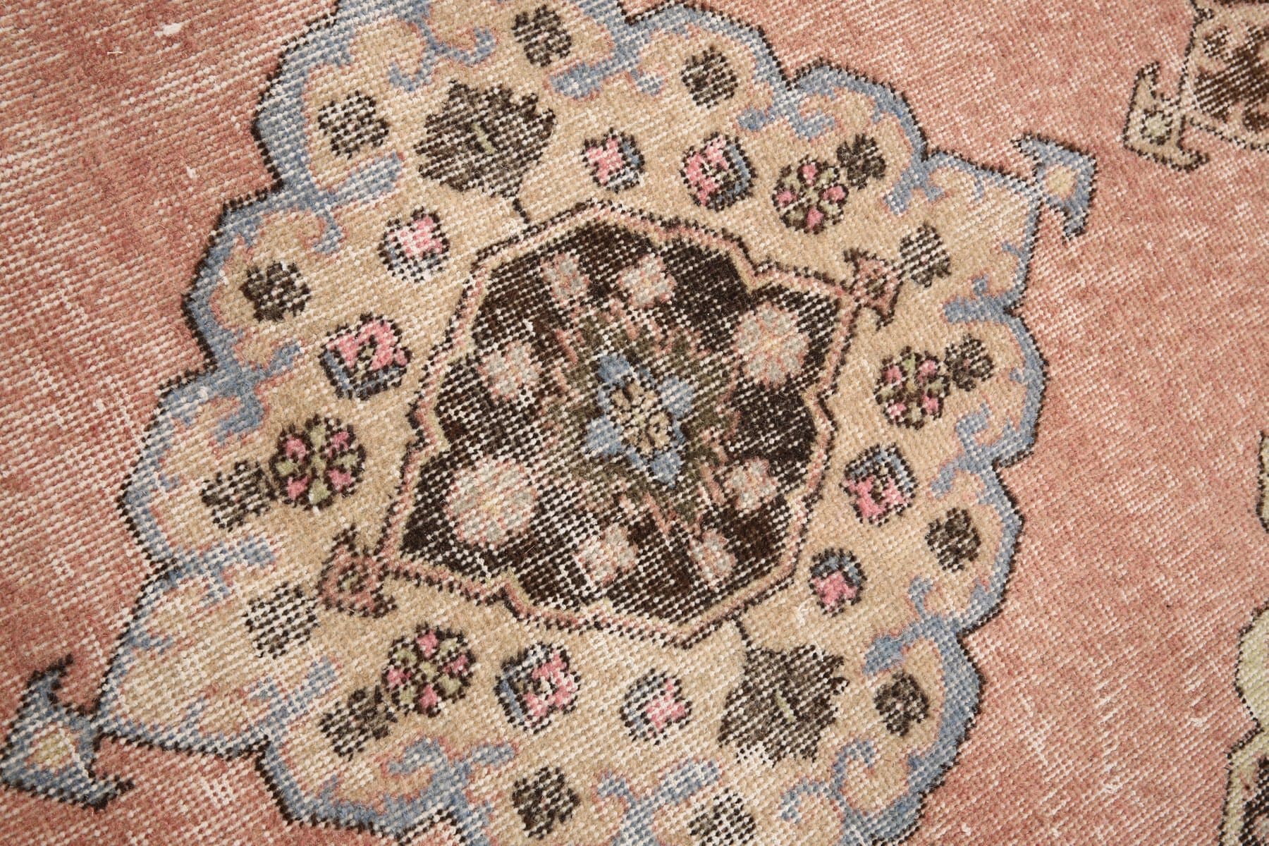 Runner Rug 379x86 cm, pink, wool, Turkey, 1960s. - 221182