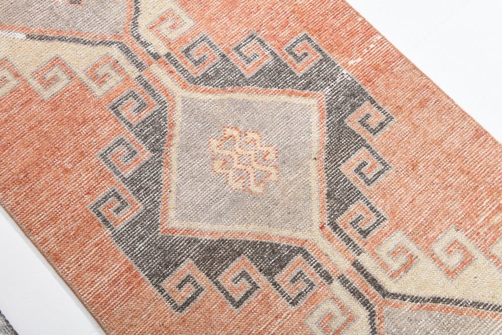 Runner Rug 335x80 cm, orange, wool, Turkey, 1960s. - 221165