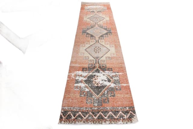 Runner Rug 335x80 cm, orange, wool, Turkey, 1960s. - DIMENSION