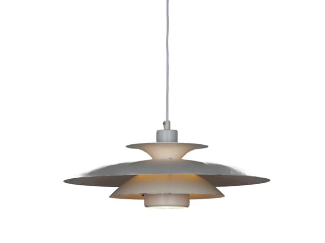 Pendant lamp Verona, white aluminium, by K. Wiborg, Jeka, Denmark, 1980s. - DIMENSION