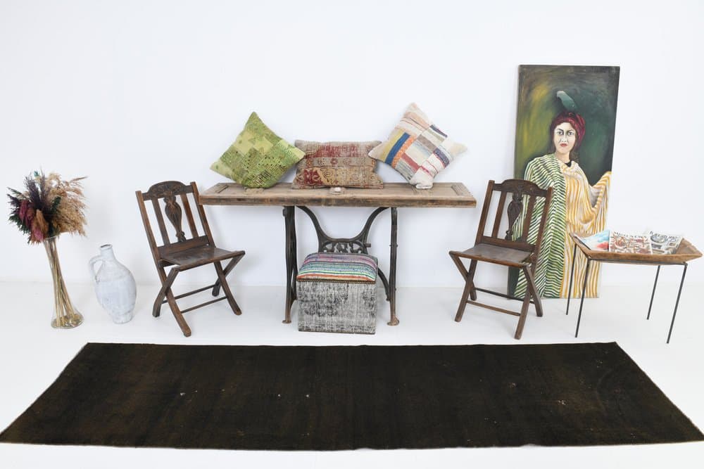 Chodnik 304x82 cm, brązowy, wełna, Turcja, lata 60. - 221151