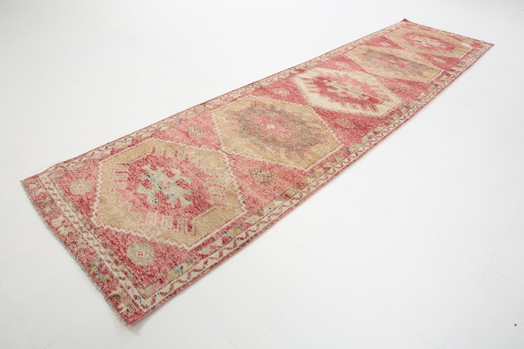 Chodnik 353x91 cm, czerwony, wełna, Turcja, lata 60. - 221139