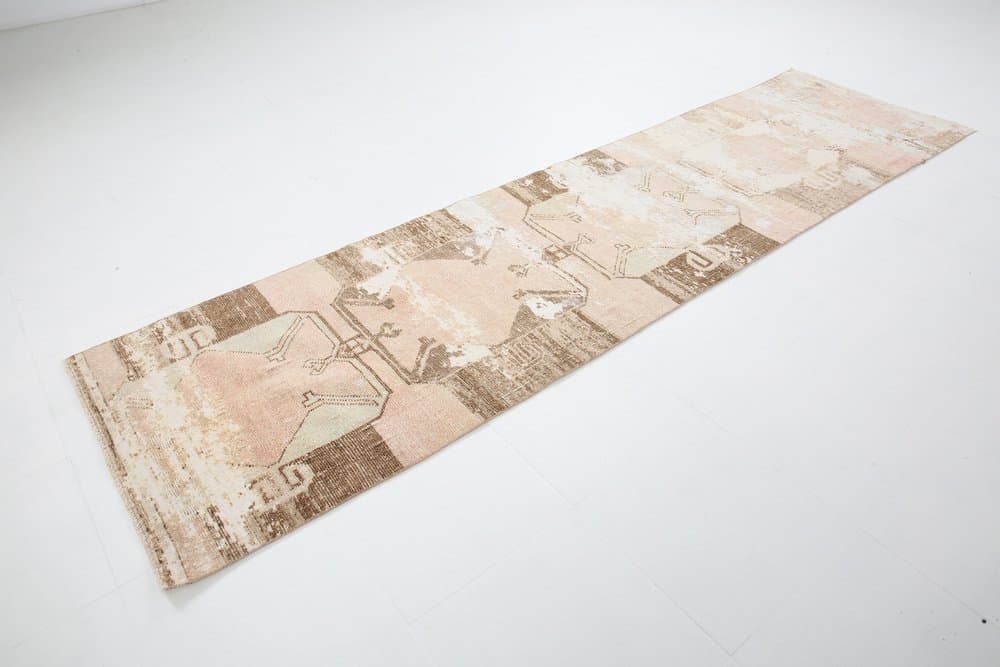 Chodnik 325x86 cm, beżowy, wełna, Turcja, lata 60. - 221104