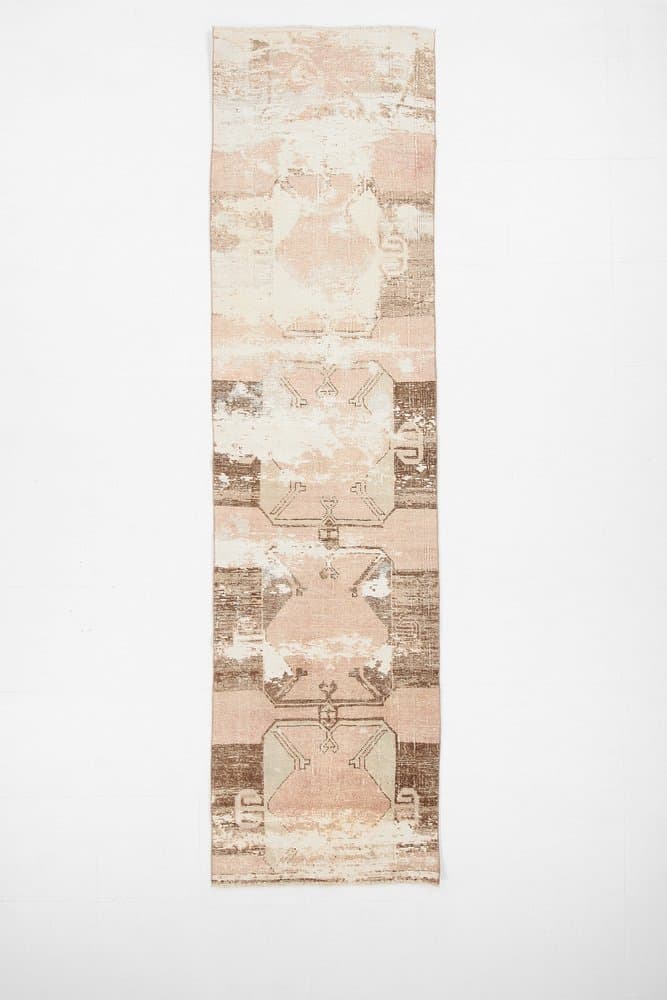 Chodnik 325x86 cm, beżowy, wełna, Turcja, lata 60. - 221097