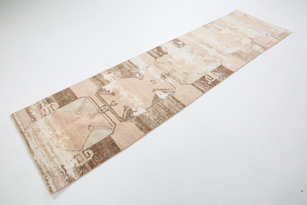 Chodnik 325x86 cm, beżowy, wełna, Turcja, lata 60. - 221103