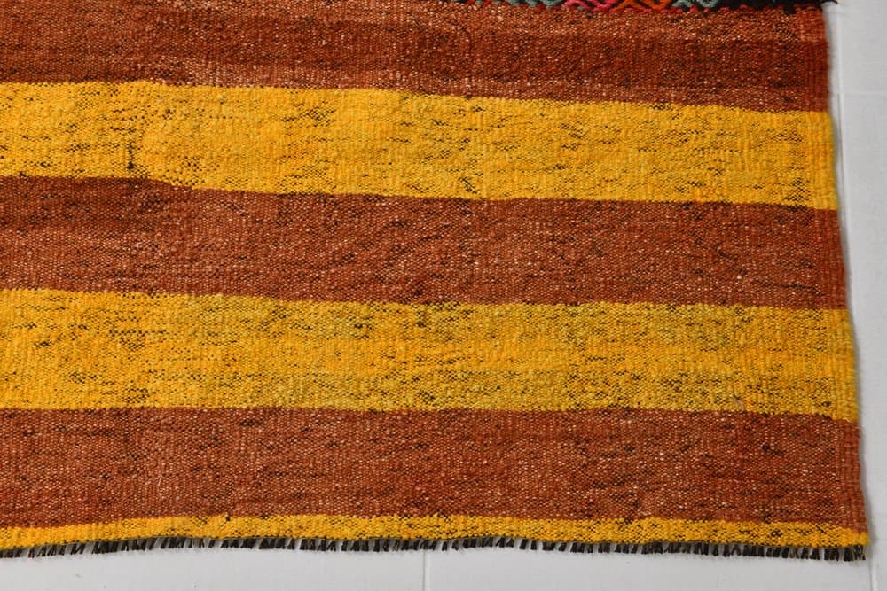 Kilim 172x130 cm, brązowy, pomarańczowy, wełna, Turcja, lata 60. - 221091