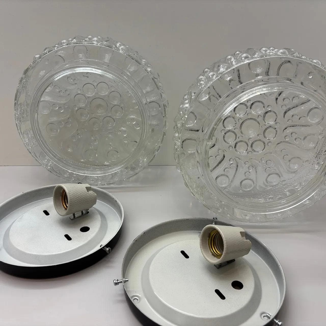 Para kinkietów Bubble, szkło transparent, Niemcy, lata 80. - 16112