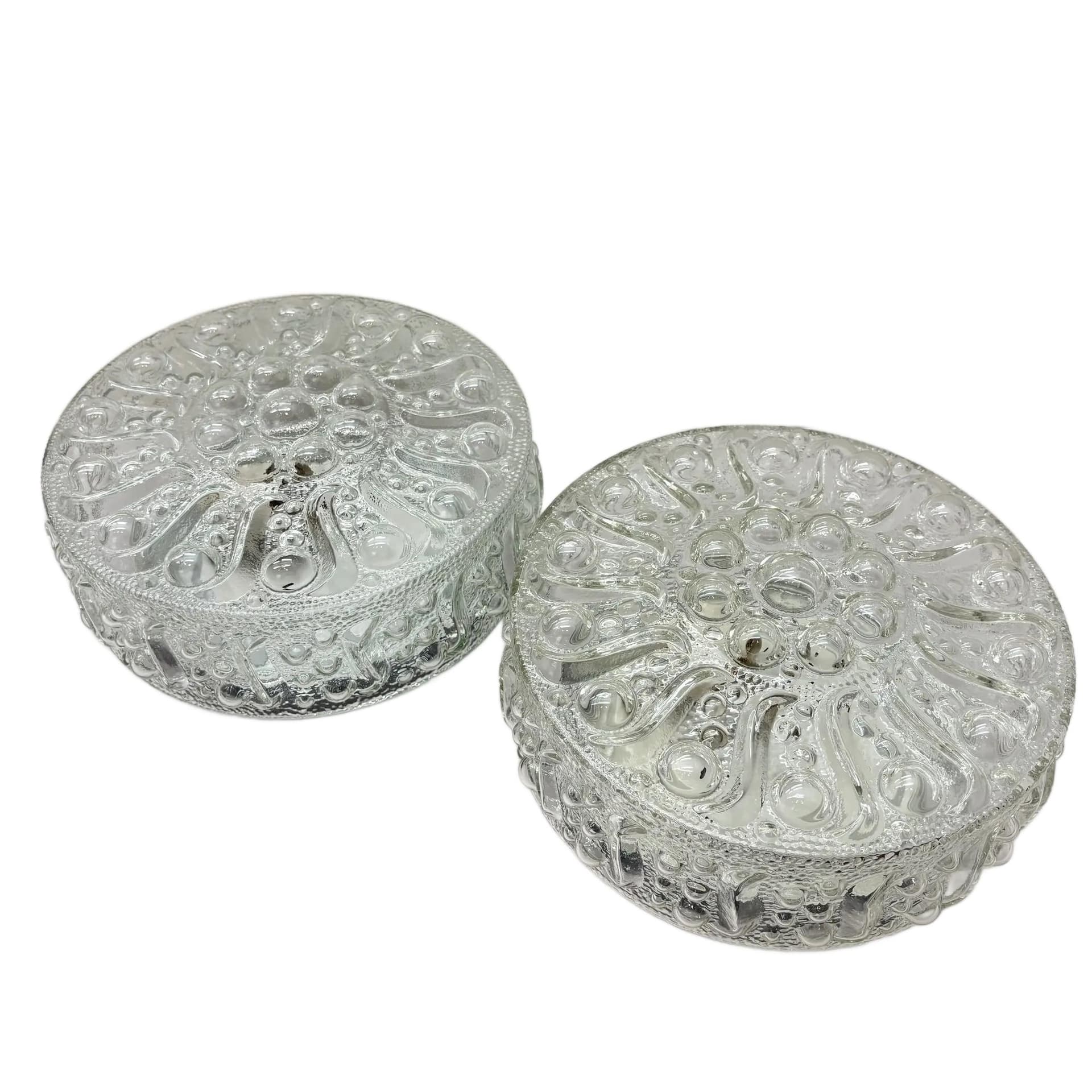 Para kinkietów Bubble, szkło transparent, Niemcy, lata 80.