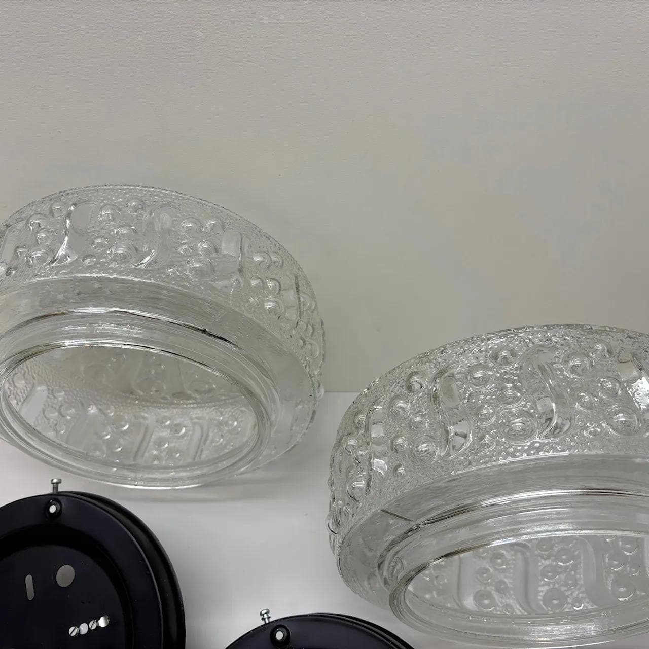 Para kinkietów Bubble, szkło transparent, Niemcy, lata 80. - 16115