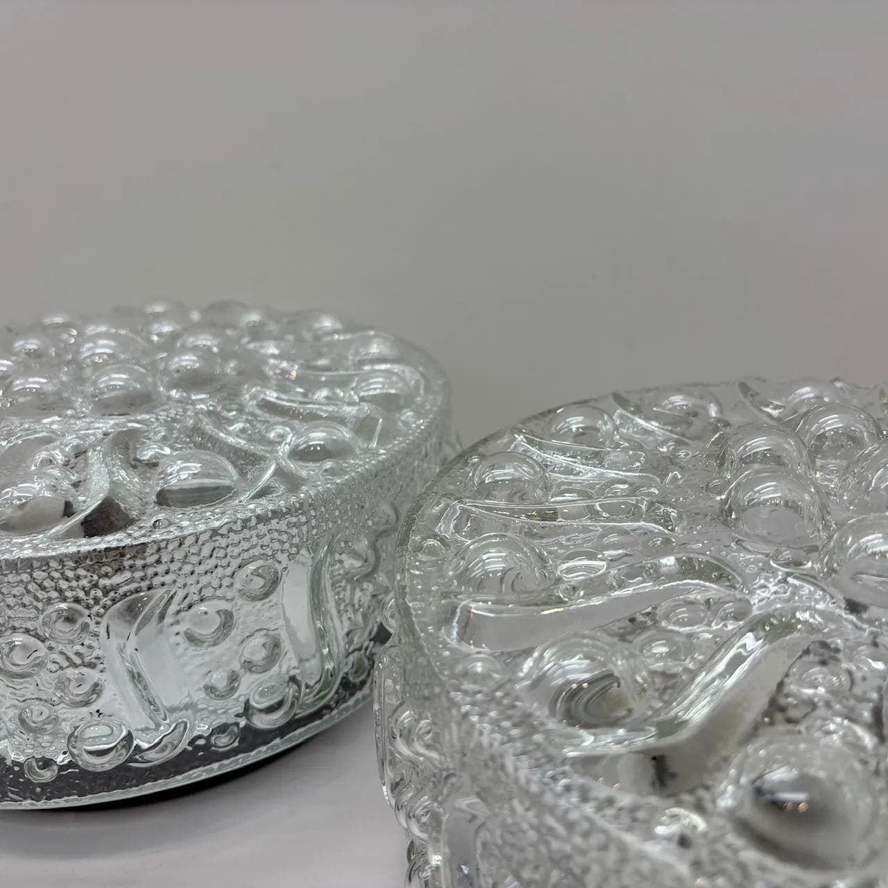 Para kinkietów Bubble, szkło transparent, Niemcy, lata 80. - 16117