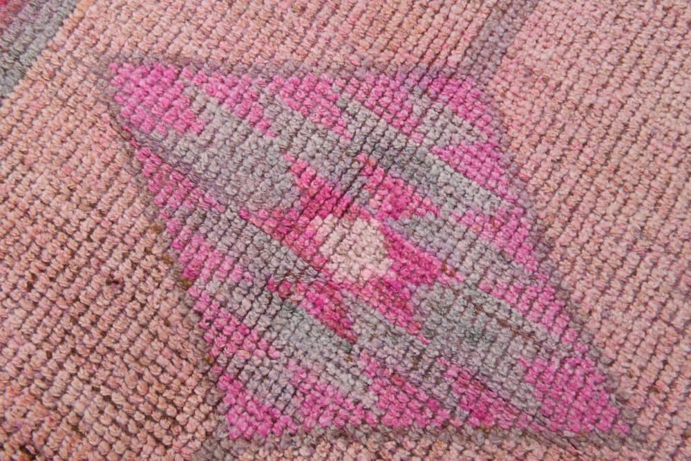 Chodnik 92x355 cm, różowy, wełna, Turcja, lata 70. - 220979