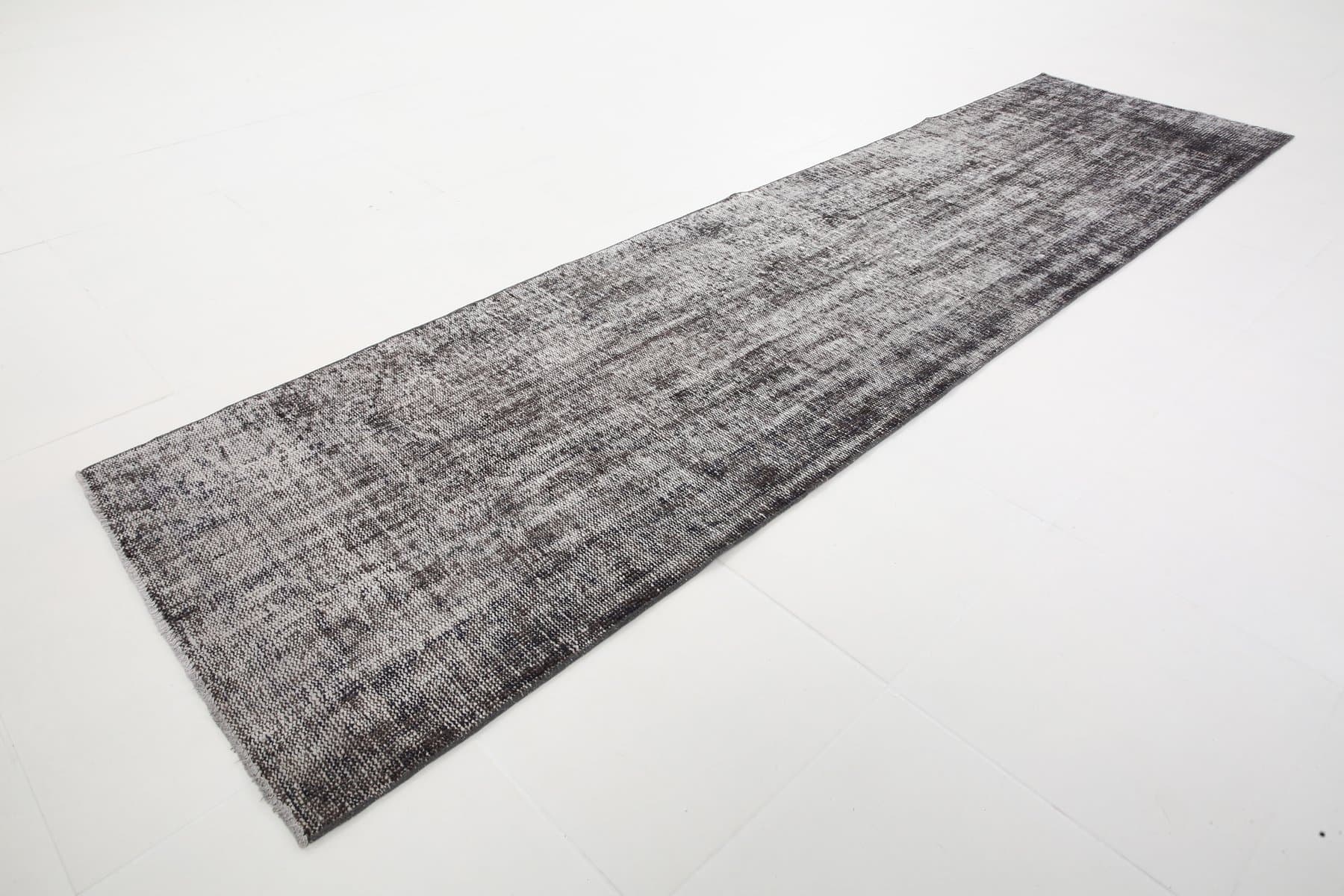 Chodnik 81x306 cm, szary, czarny, wełna, Turcja, lata 50. - 220907