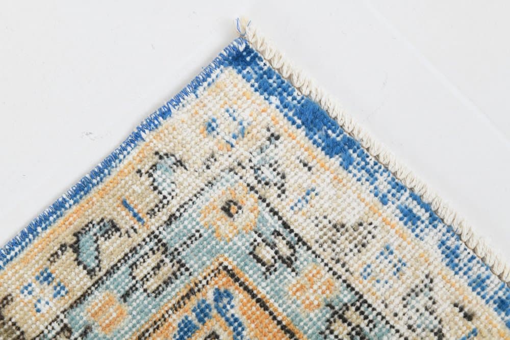 Dywan 206x304 cm, beżowy, azurowy, wełna, Turcja, lata 70. - 220897