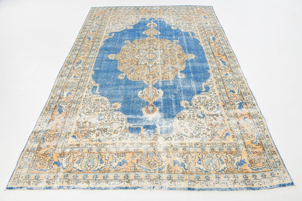 Dywan 206x304 cm, beżowy, azurowy, wełna, Turcja, lata 70. - 220889