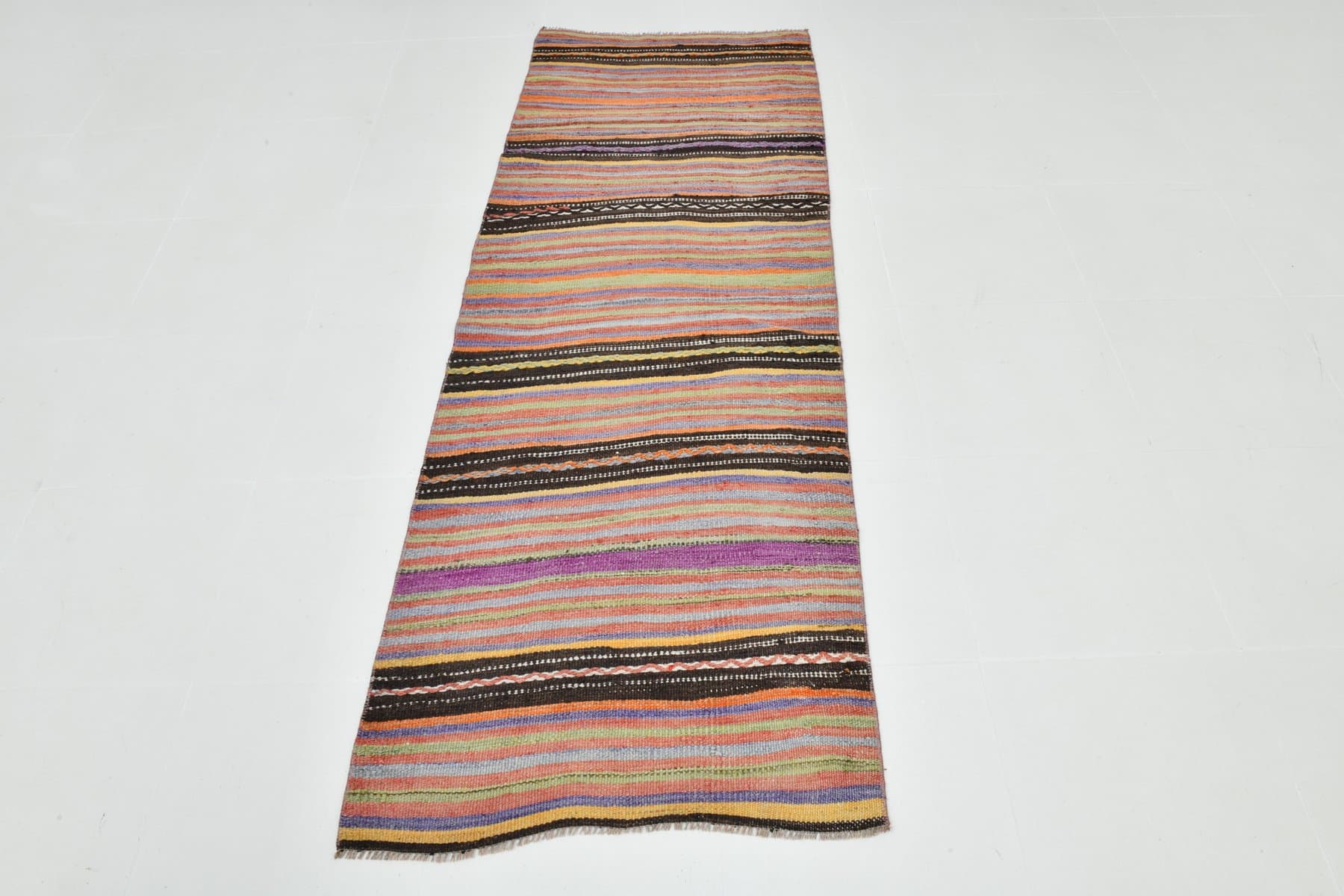 Kilim Runner 226x77 cm, red, wool, Turkey, 1970s. - 220837