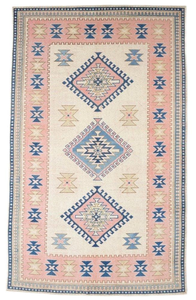 Rug 332x203 cm, blue, beige, wool, Turkey, 1960s.