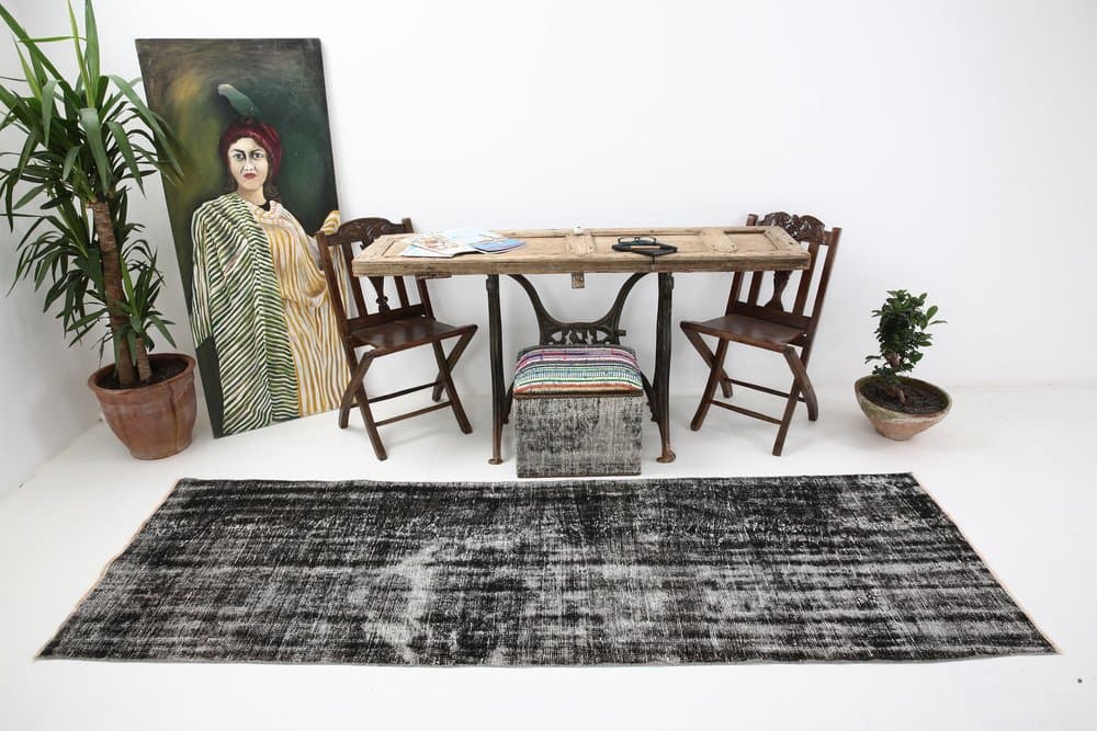 Chodnik 277x90 cm, czarny, wełna, Turcja, lata 60. - 221462