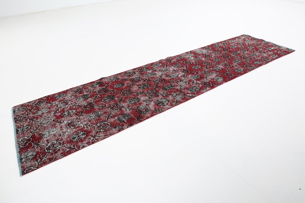 Runner Rug 306x75 cm, red, wool, Turkey, 1960s. - 221455
