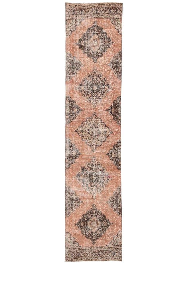 Chodnik 382x88 cm, czarny, wełna, Turcja, lata 60. - WYMIARY