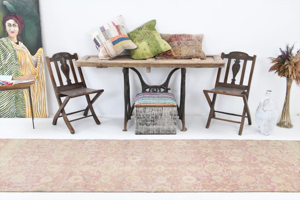 Chodnik 371x92 cm, beżowy, wełna, Turcja, lata 60. - 221953