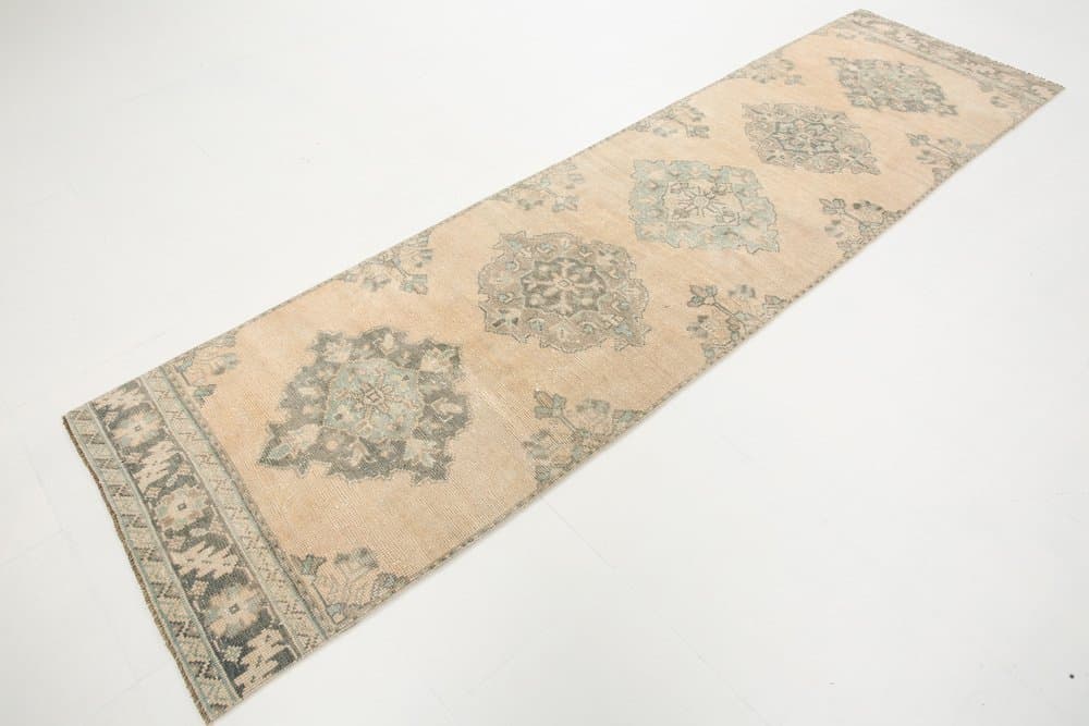 Chodnik 327x89 cm, beżowy, wełna, Turcja, lata 60. - 221942