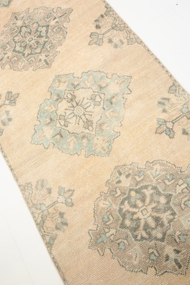 Chodnik 327x89 cm, beżowy, wełna, Turcja, lata 60. - 221937