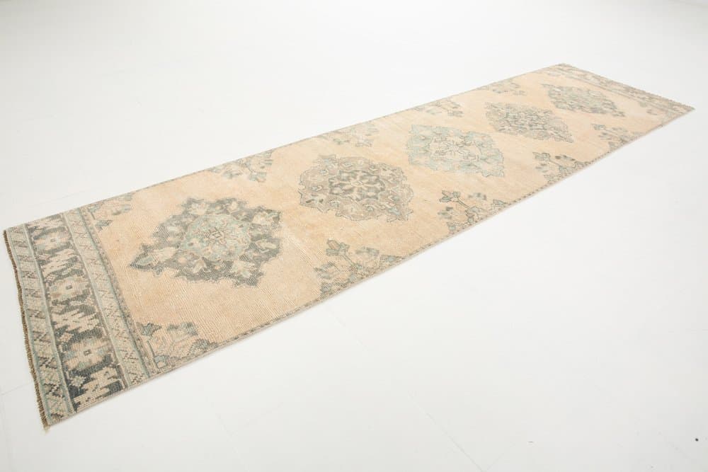 Chodnik 327x89 cm, beżowy, wełna, Turcja, lata 60. - 221943