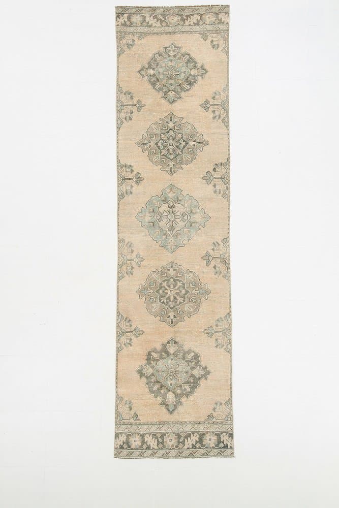 Chodnik 327x89 cm, beżowy, wełna, Turcja, lata 60. - 221939