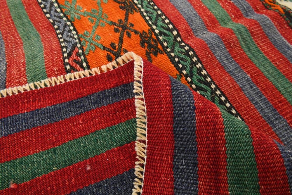 Kilim 253x172 cm, czerwony, zielony, wełna, Turcja, lata 60. - 221925
