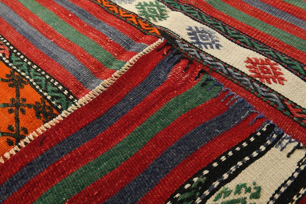 Kilim 253x172 cm, czerwony, zielony, wełna, Turcja, lata 60. - 221924