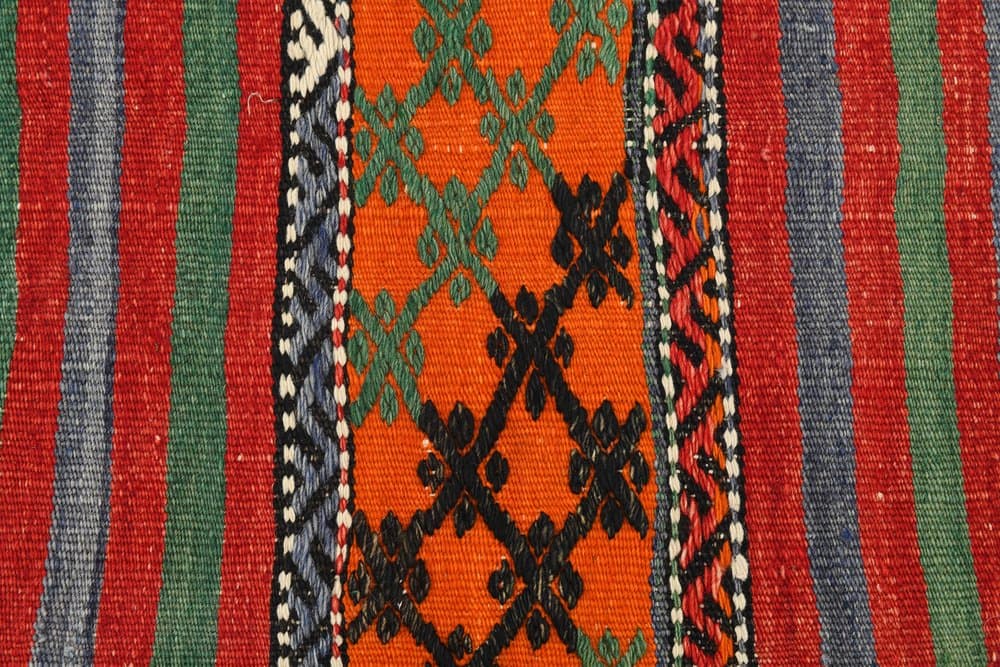 Kilim 253x172 cm, czerwony, zielony, wełna, Turcja, lata 60. - 221931