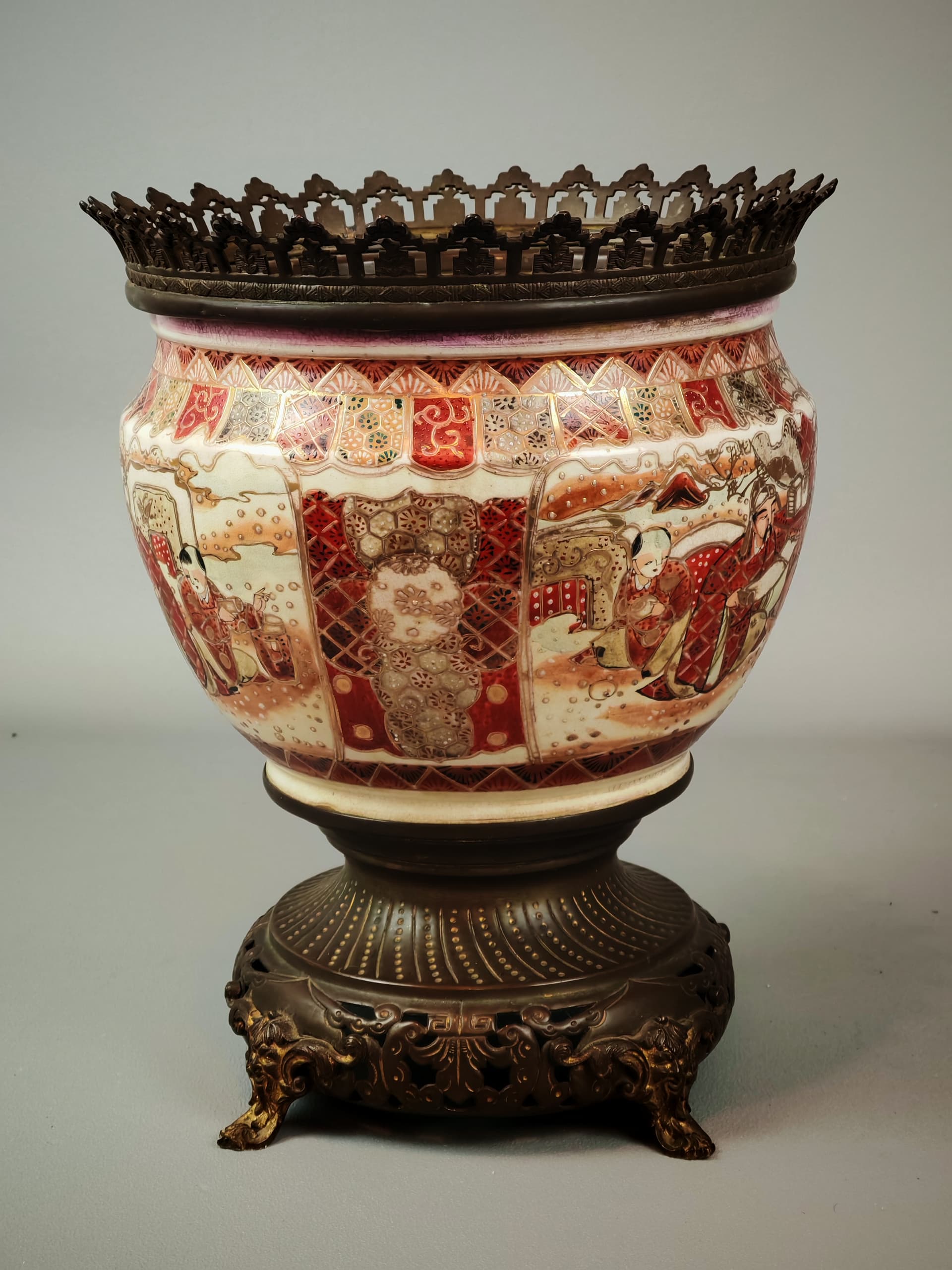 Wazon jardiniere Satsuma, kość słoniowa, Japonia, XIX wiek - 221520