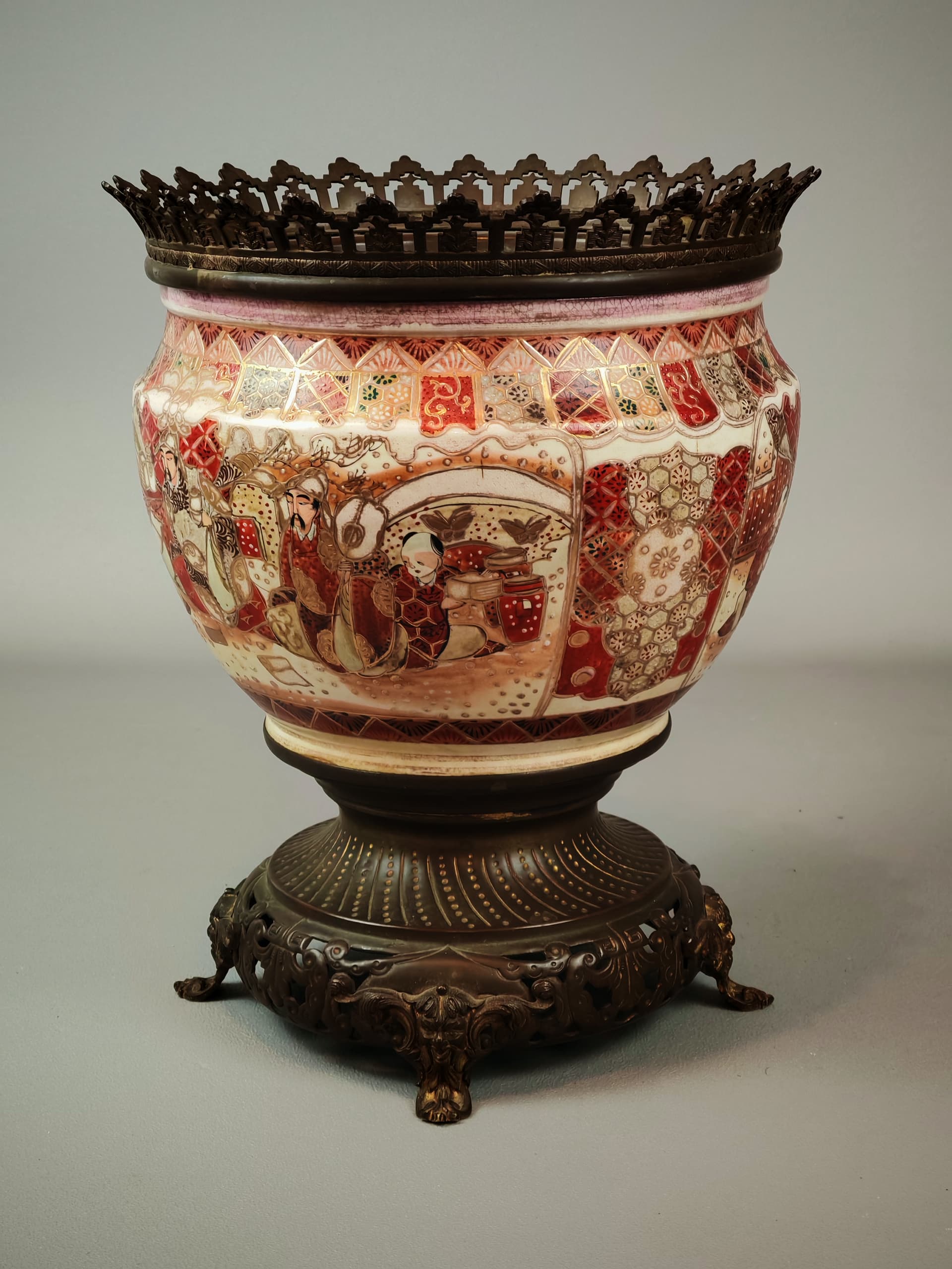 Wazon jardiniere Satsuma, kość słoniowa, Japonia, XIX wiek - 221526