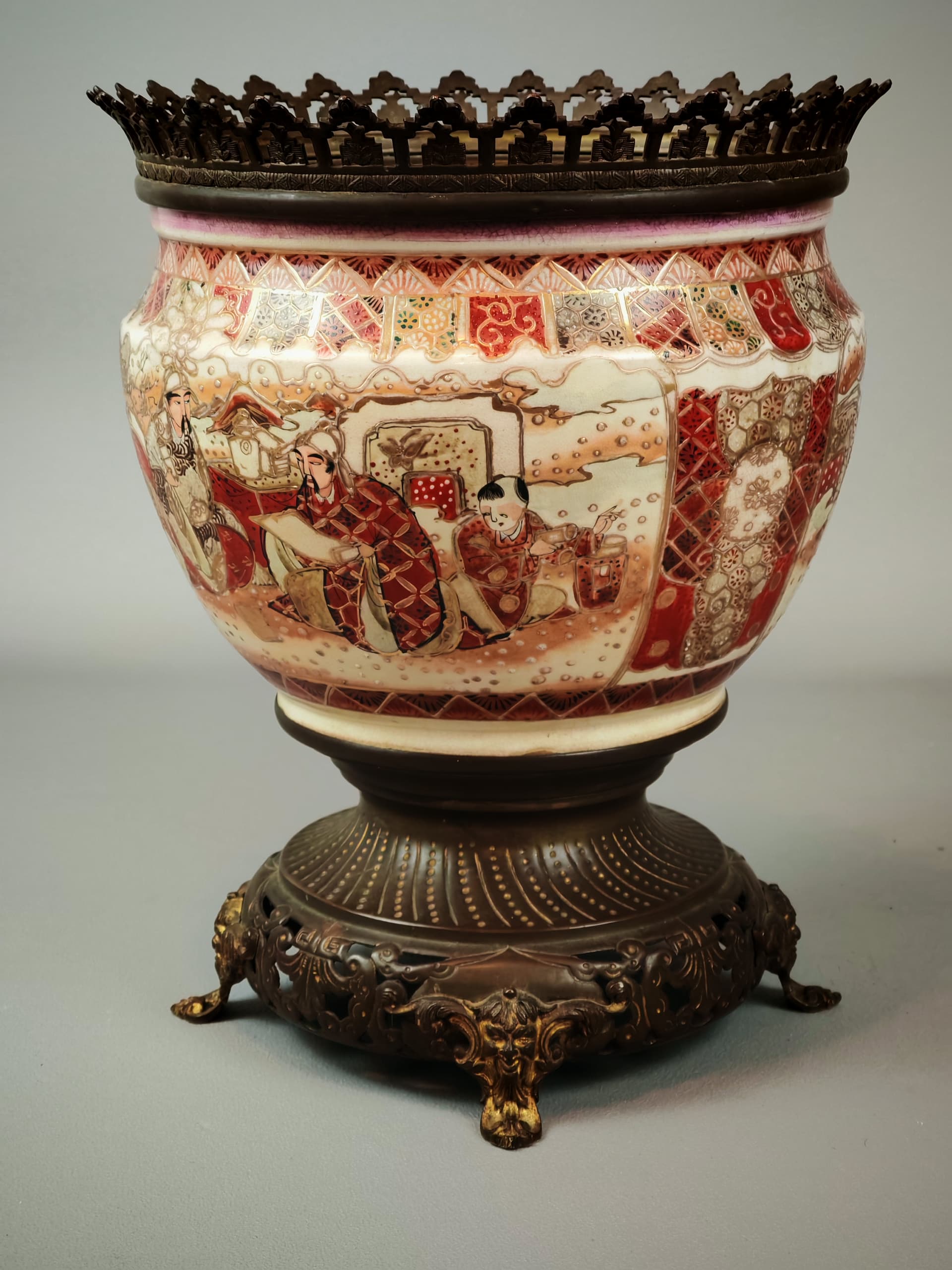 Wazon jardiniere Satsuma, kość słoniowa, Japonia, XIX wiek - 221522