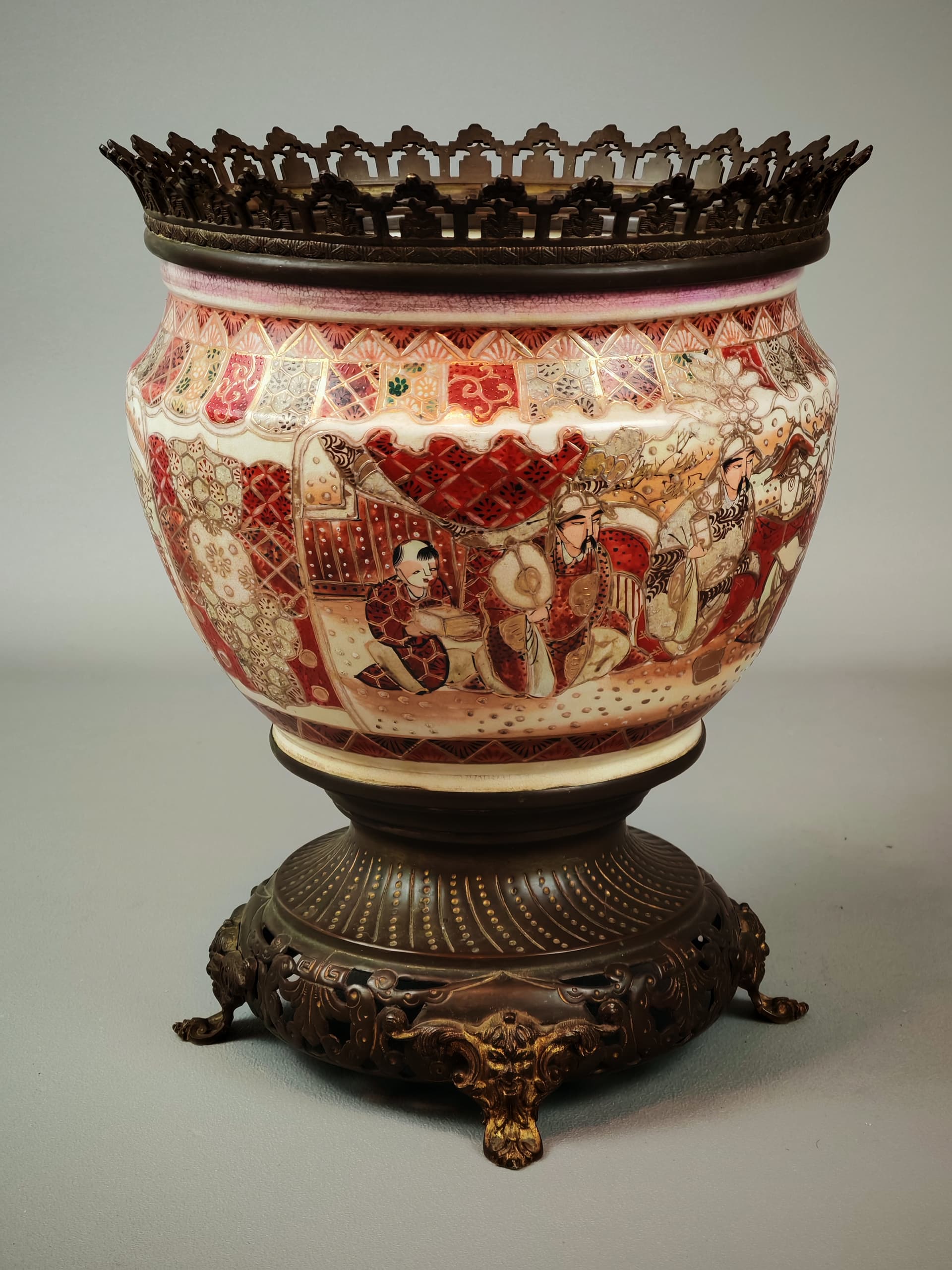 Wazon jardiniere Satsuma, kość słoniowa, Japonia, XIX wiek - 221524