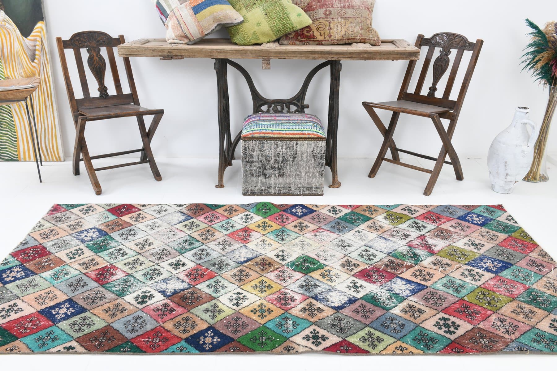 Dywan 239x114 cm, niebieski, wełna, Turcja, lata 70. - 221850