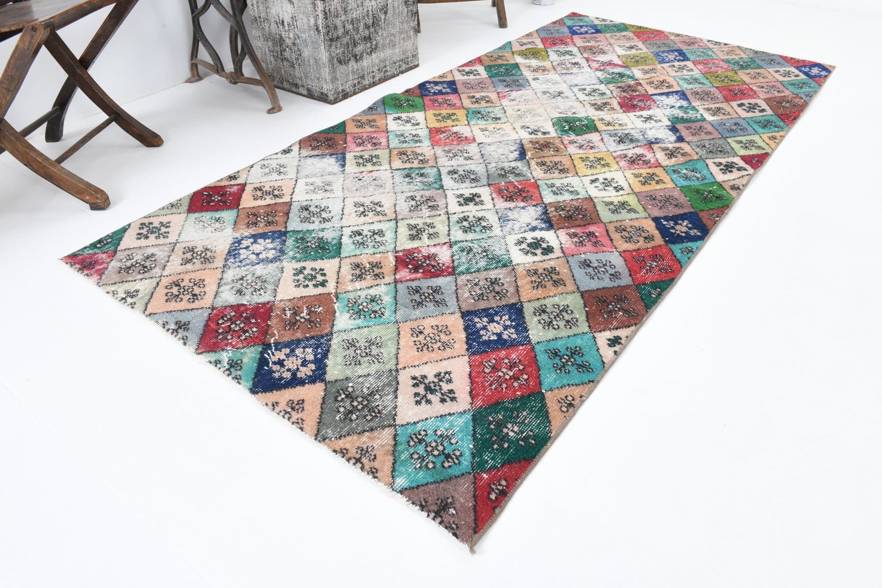 Dywan 239x114 cm, niebieski, wełna, Turcja, lata 70. - 221855