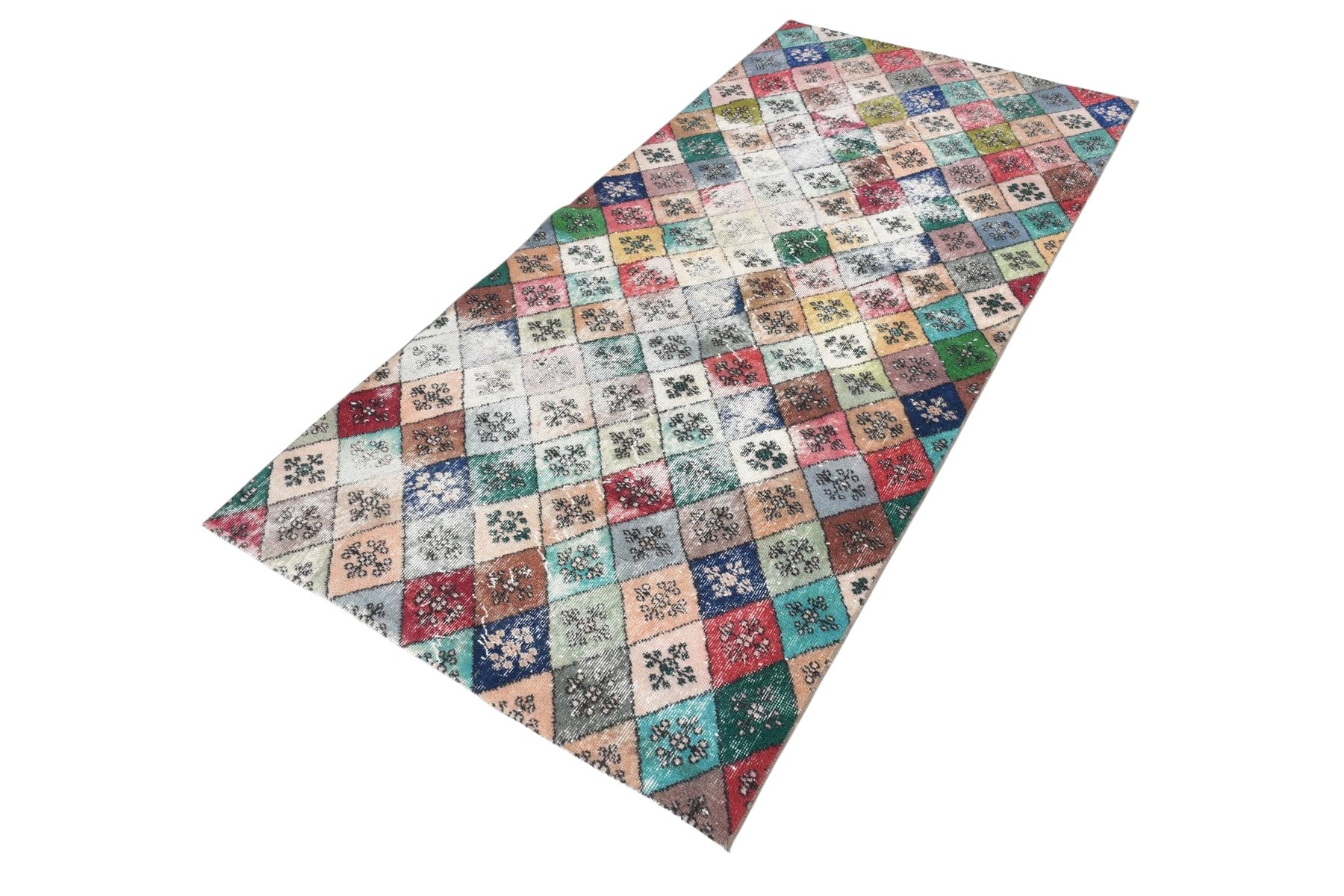 Dywan 239x114 cm, niebieski, wełna, Turcja, lata 70.